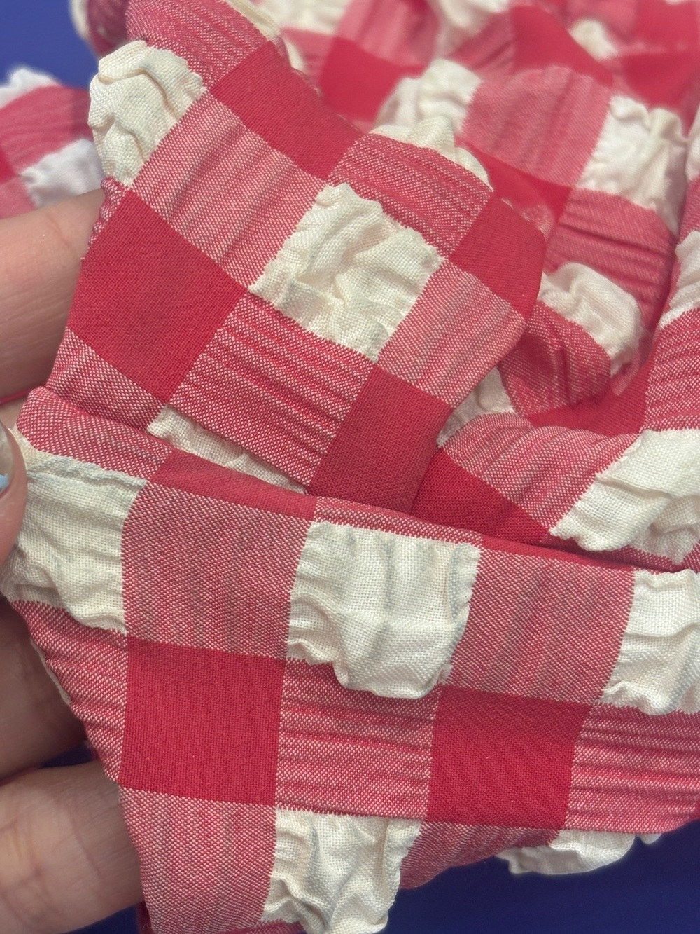 Montce Tori Ties Bandeau Bikini Top Red Gingham Size Small